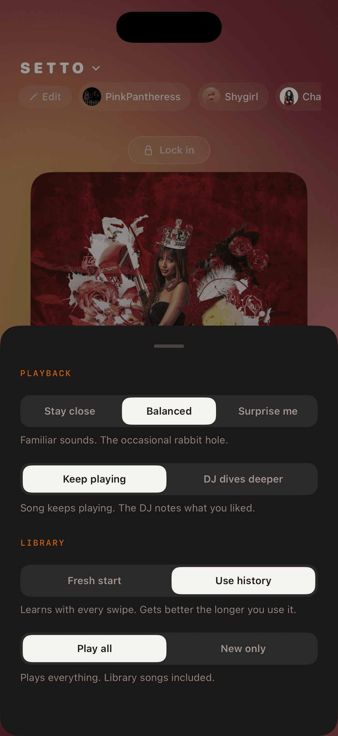 Setto raw screenshot — Settings
