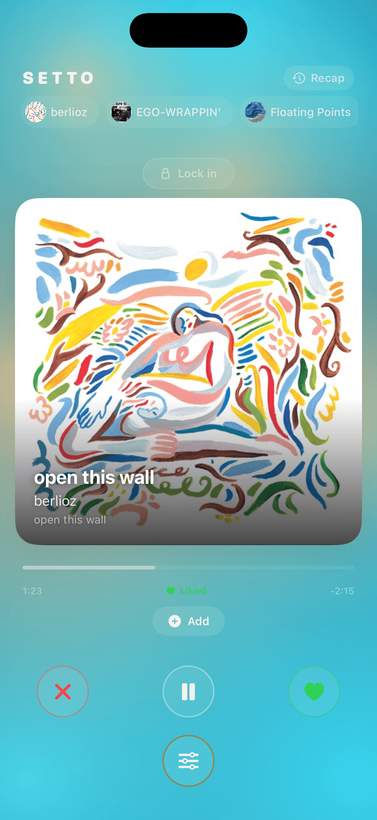 Setto hero — music discovery card view