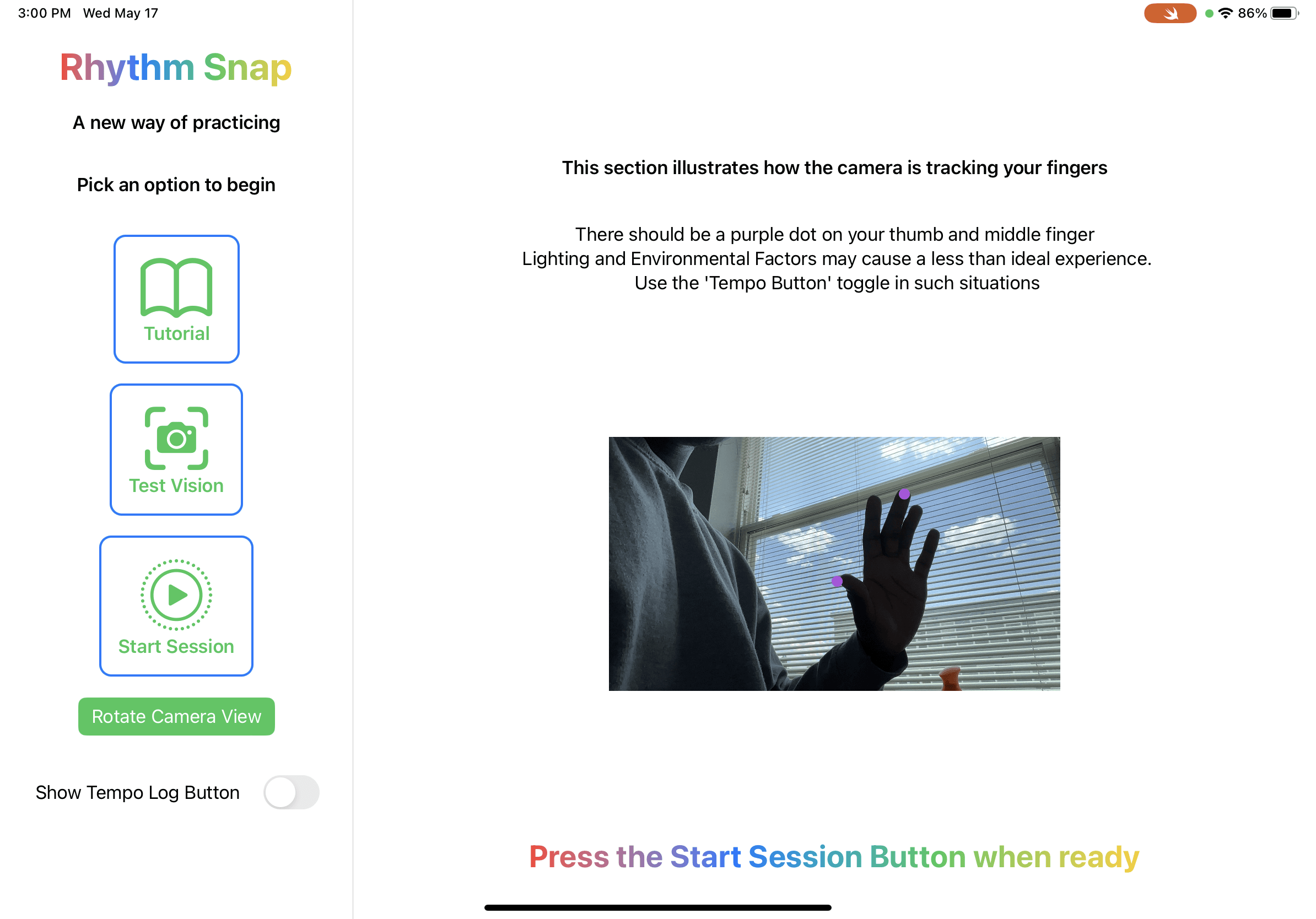Rhythm Snap running on iPad