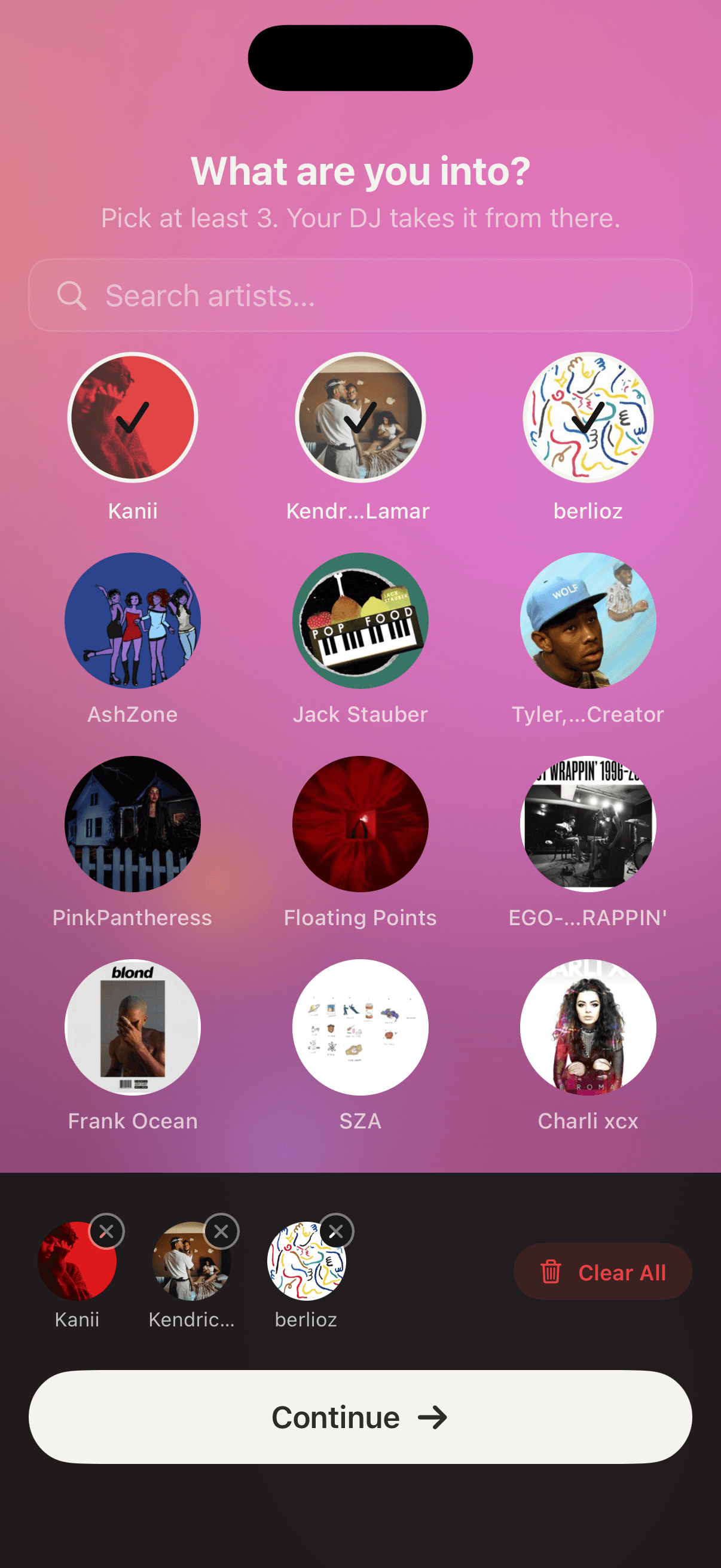 Artist picker