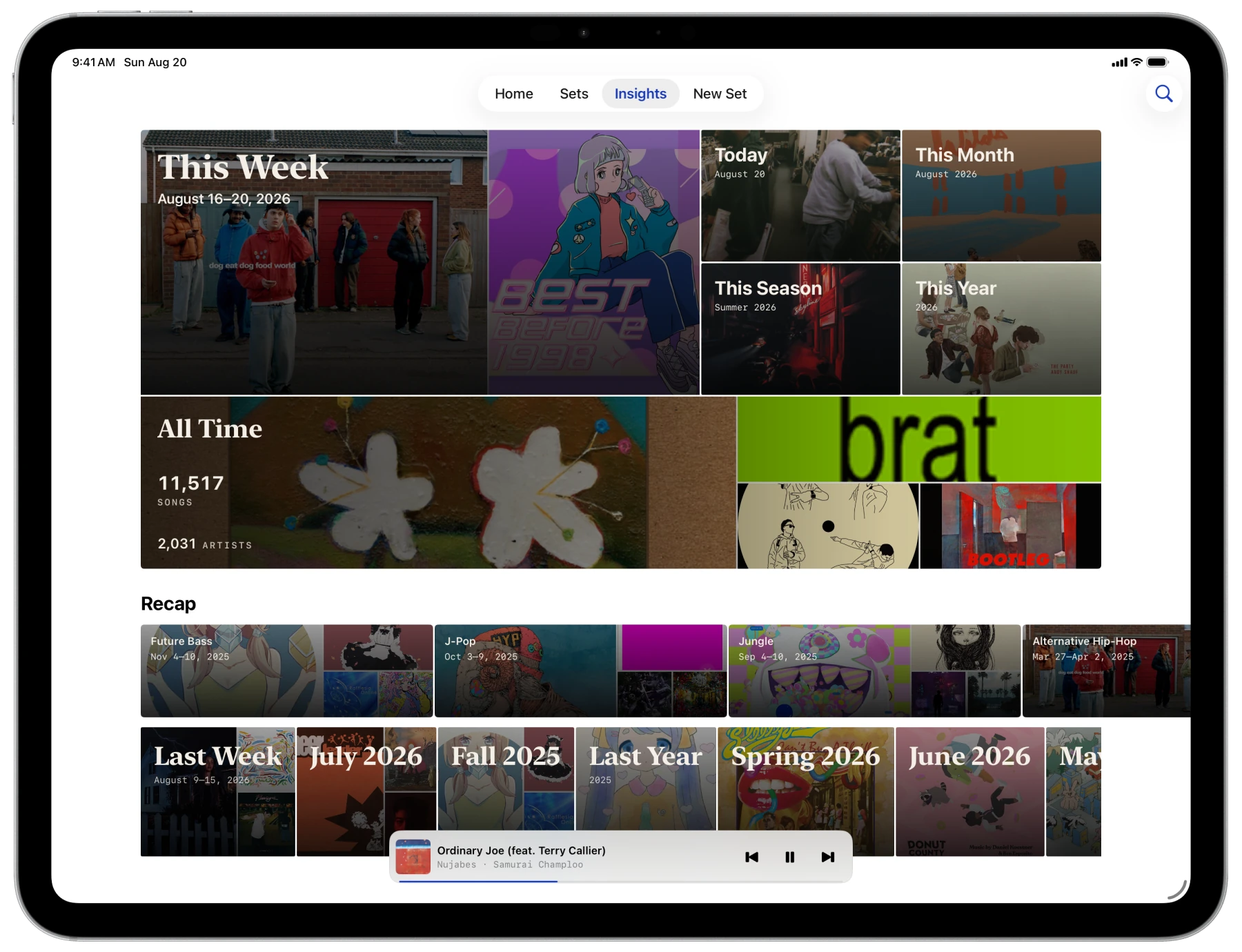 Setto Studio Insights on iPad showing This Week, Today, This Month, All Time, and Recap