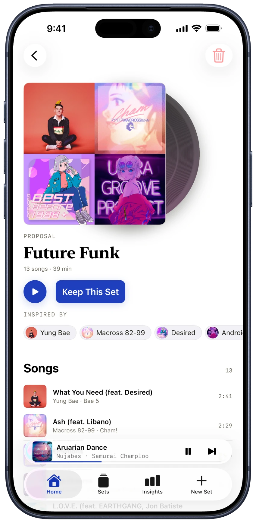 Future Funk proposed from the listener’s Apple Music library in Setto Studio on iPhone