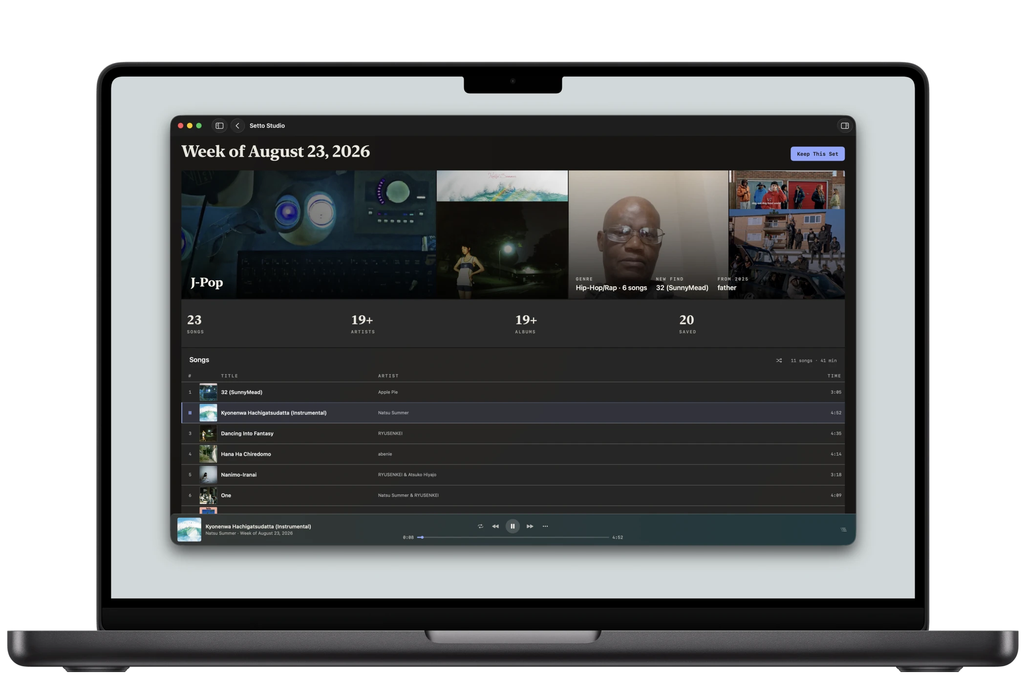Week of August 23, 2026 opened as a listening period in Setto Studio on Mac